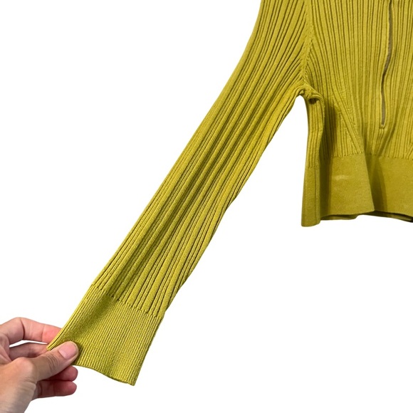 🛑SOLD ANTHROPOLOGIE MAUVE Leila Half Zip Sweater in Lime Green - Picture 6 of 9